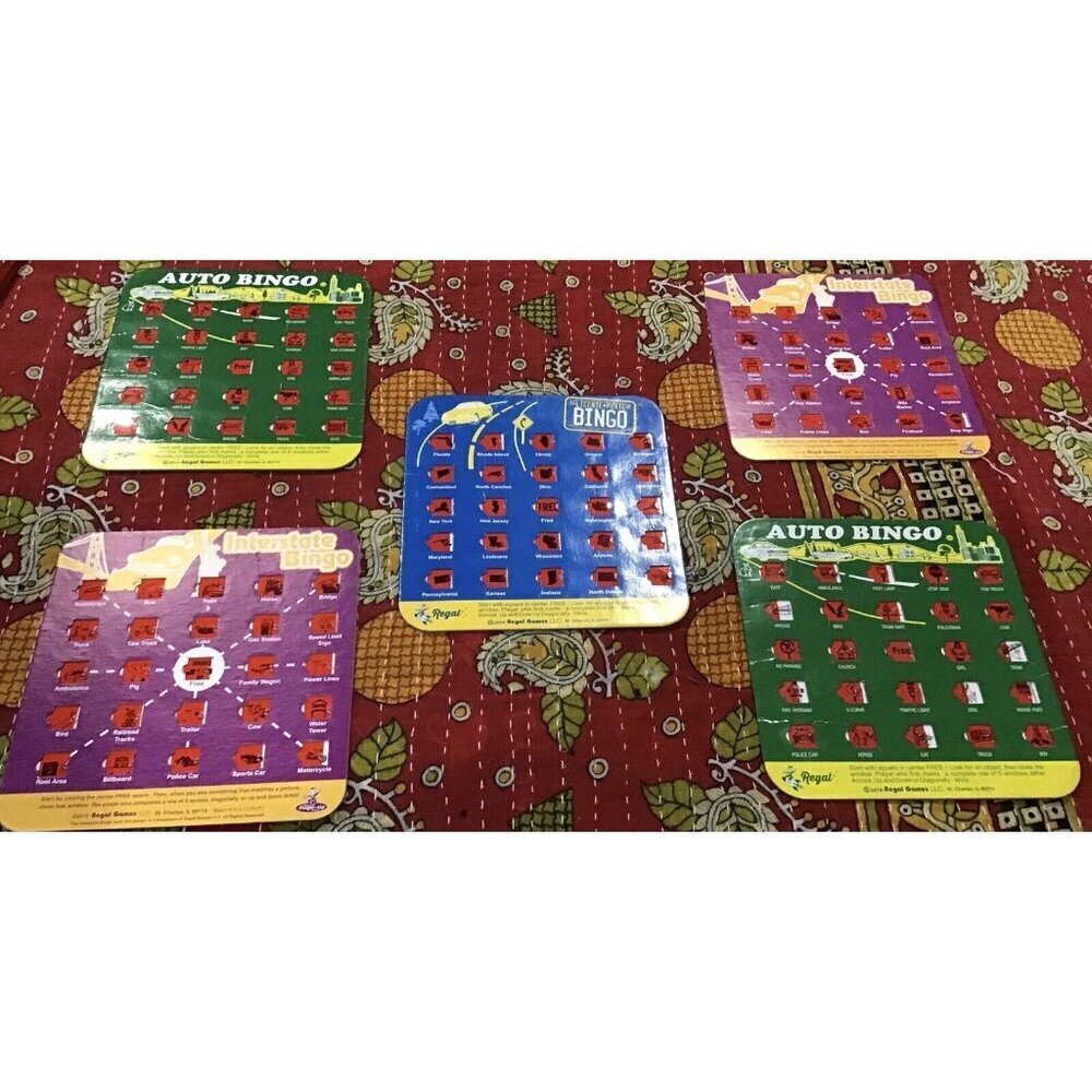 Regal Games Travel Bingo Set of 5 Cards Road Trip Fun. 2014-2015